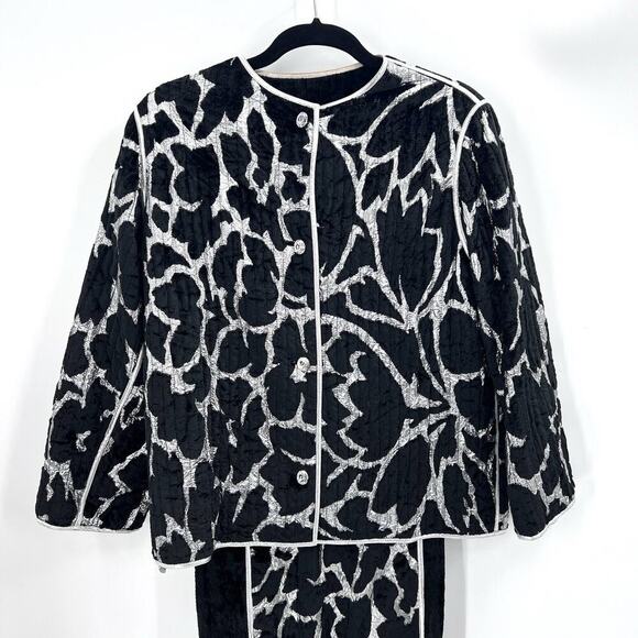 Vintage Bespoke Custom Black Crushed Velvet & Metallic Dress & Jacket - Picture 3 of 13